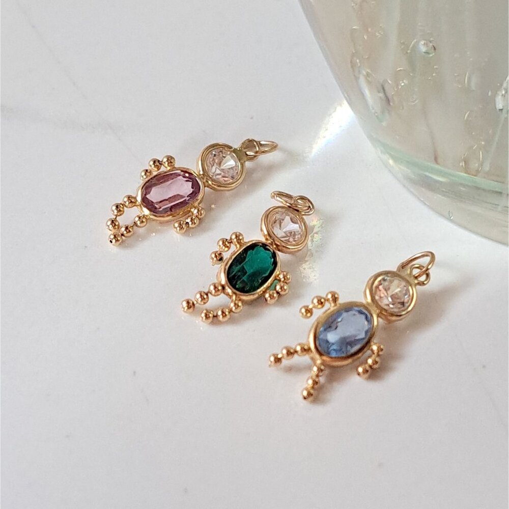 Set of 3 - 14K Yellow Gold Birthstone Baby Child Charms - Picture 8 of 16